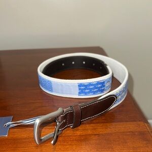 NWT - Vineyard Vines Elegant Blue and Brown Leather Belt
